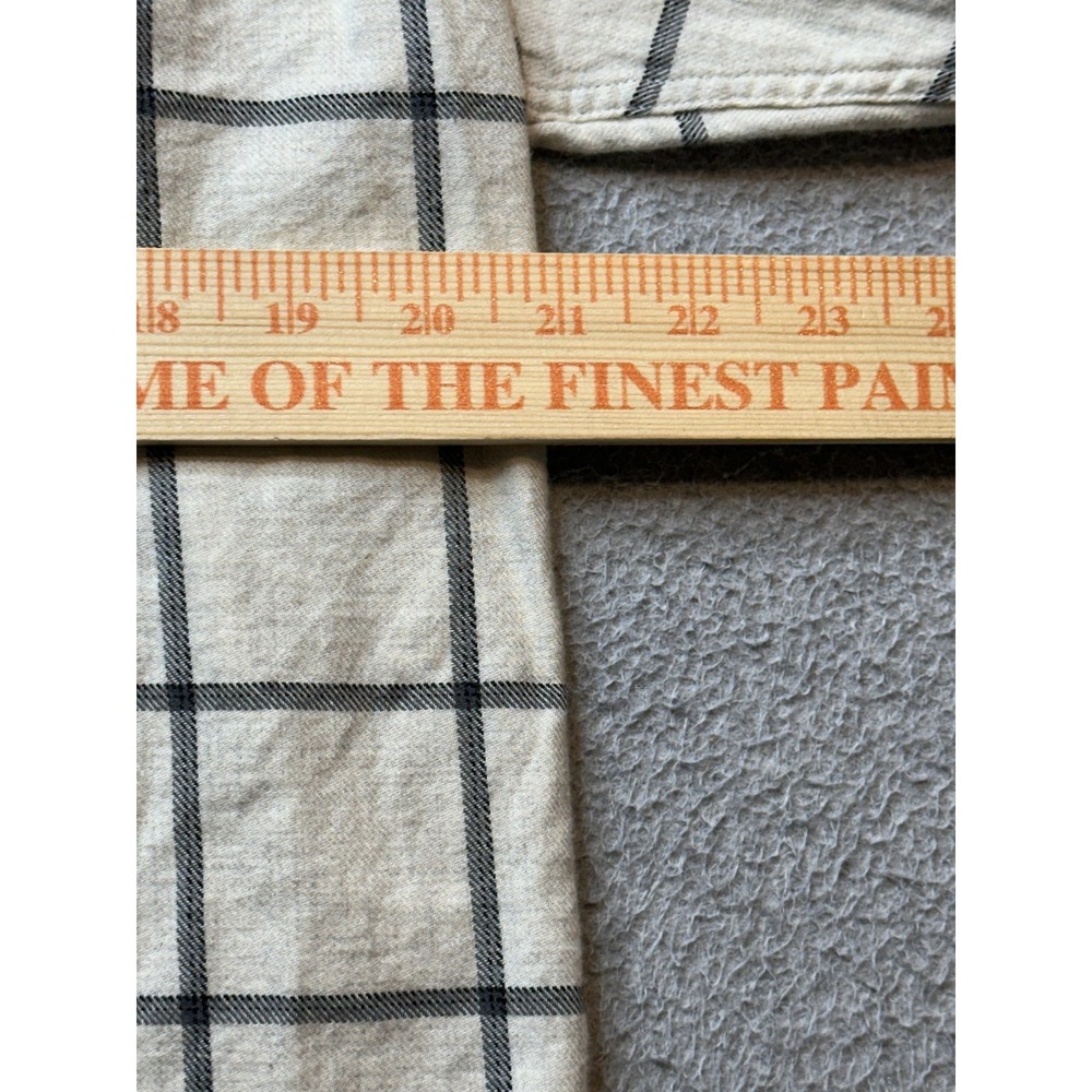 Old Navy Shirt Mens Large Gray Windowpane Plaid Slim Fit Flannel Long Sleeve - Picture 11 of 14